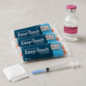 Hospira reconstitution kit: Hospira 30 mL bacteriostatic water, EasyTouch syringes, transfer syringe and prep pads